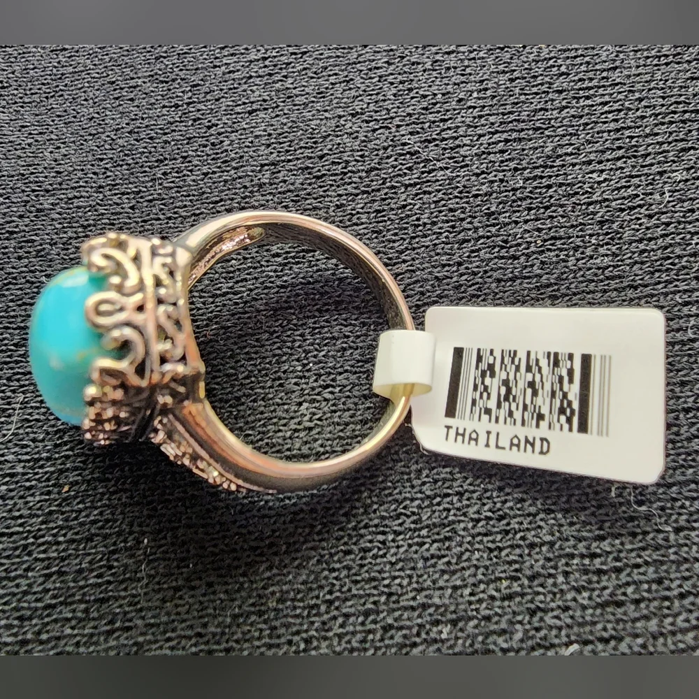 NWT Sterling Silver & 3/4 inch Long Stone Turquoise Ring SZ 10?